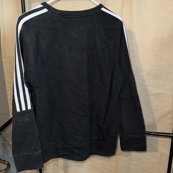 Black adidas crewneck with white stripes size medium - Picture 3 of 3